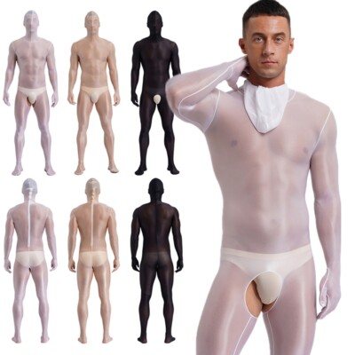 Herren Bodysuit Dating Night Pantyhose Ein Stück Lingerie Ultradünn Overall