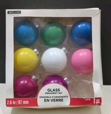 Ashland 8 Pc Glass Christmas Holiday Solid Multicolor 2.6 Inches Ornaments