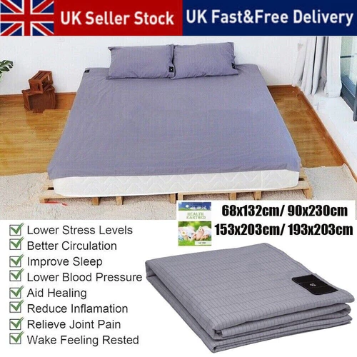 Bed Earthing Sheet Grounding Sheet Mat Queen King Bed Flat Sheet UK Plug 4 Sizes