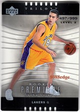 2004-05 TRILOGY ROOKIE CARD #117: SASHA VUJACIC #497/999 RC LAKERS SHARAPOVA EX