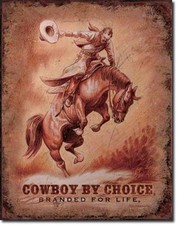 Cowboy by Choice USA Wildwest Reiten Pferde Metall Deko Schild Plakat