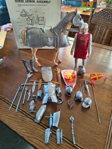 Louis Marx Silver Knight Sir Stuart And His Horse Valor incl Original Packaging