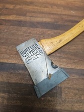 E15- JAMES H MANN ANTIQUE embossed HUNTERS PRIDE CAMP AXE HATCHET LEWISTOWN PA