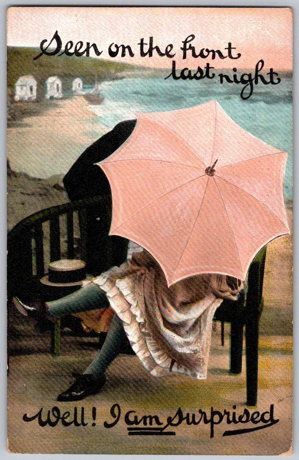 Antique Postcard Umbrella Woman Comic Washington, DC 1910s