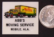 1950's Abb's Moving Co Mobile AL Pic-Mayflower Truck Matchbook Art Proof MBa1
