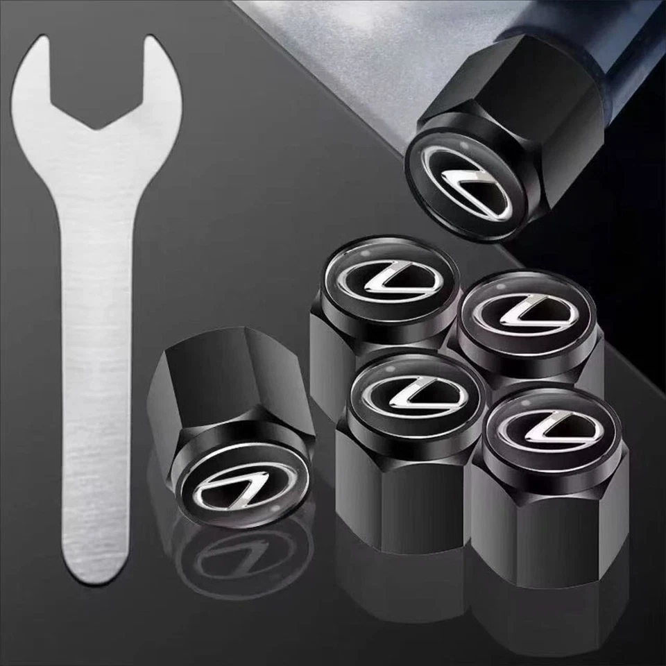 Tapa de válvula de neumático 5 piezas tapa antipolvo tapa de válvula de metal plateada para Lexus nuevo Foto 3 de 3
