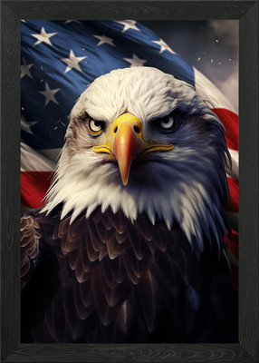 Adler amerikanische Flagge gerahmtes Wandbild Poster Leinwanddruck Bild