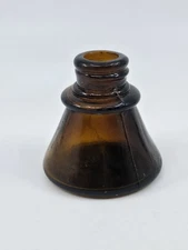 ​Antique CARTER'S 104 Ink Bottle Conical Cone Amber Glass Inkwell Office Decor