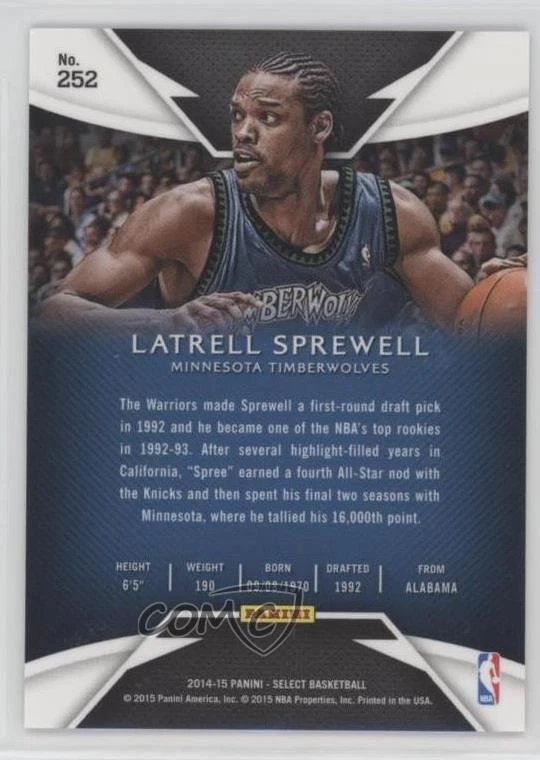 2014-15 Panini Select Courtside Latrell Sprewell #252 - Image 2 of 2