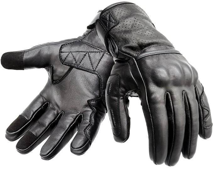 Hand Fellow Premium Leather Motorbike Motorcycle Gloves Touch Screen L, Black