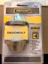 New Defiant Deadbolt Antique Brass Finish - Keyed 1 Side (154 741) Sealed 2 Keys