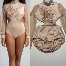 Kelle solo dance costume blush pink Starlet custom 2 piece leotard skirt LC