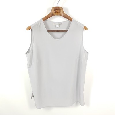 Peter Hahn silk blouse women's size 46 gray sleeveless light summer blouse silk