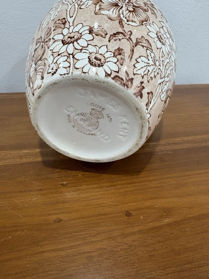 Rare Antique James Kent Ltd. Louis XIV Brown Floral Transferware Pitcher - image 2 of 4