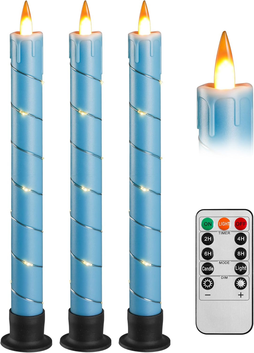 3 Candele Tremolanti Senza Fiamma, a Batteria, Candele Da Finestra Con Telecoman