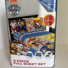 NEW Nickelodeon Paw Patrol 4-Piece Full Sheet Set Microfiber Fitted Flat