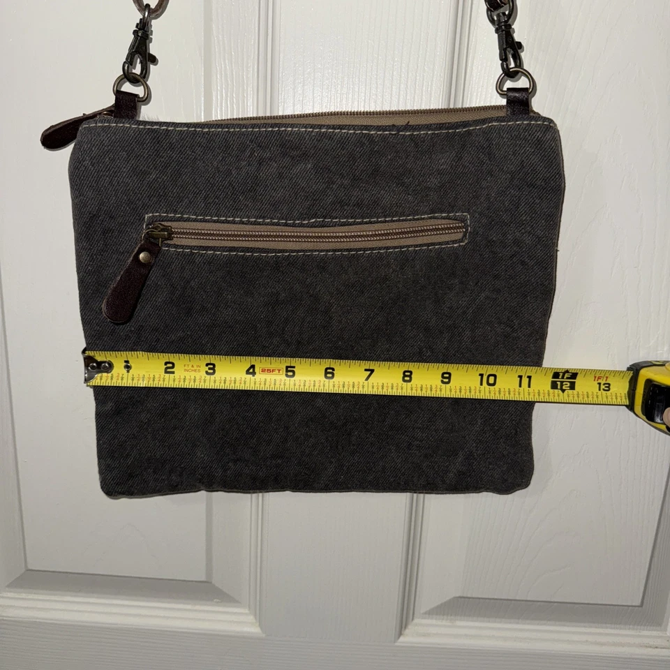 Myra Medium Crossbody In Tufts Pattern With Cow Print And Turquoise Stones - Image 4 of 4