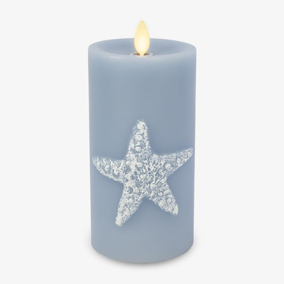 Luminara Embossed Starfish Flameless Led Candle Moving Flame Pillar Unscented
