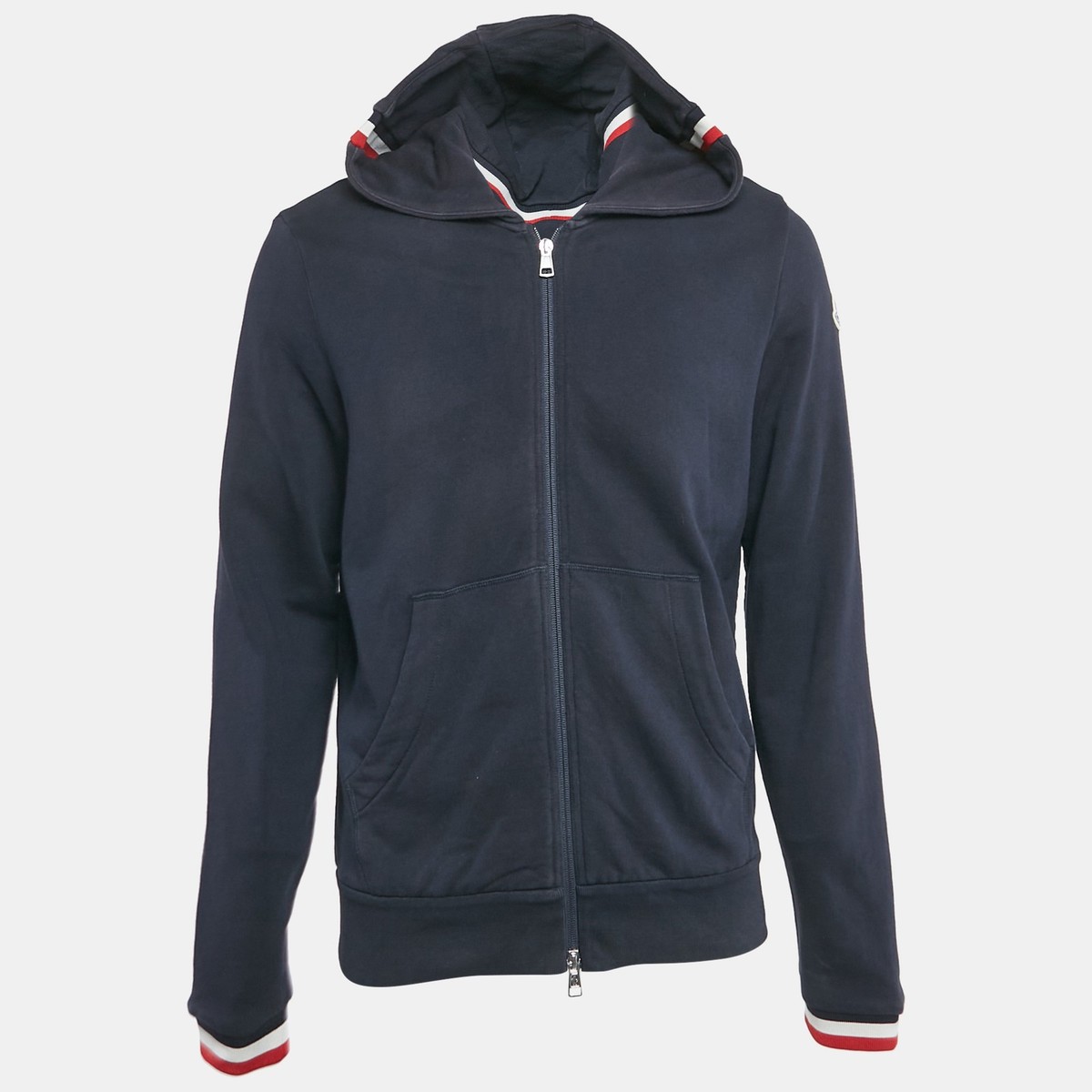Moncler Navy Blue Cotton Zip-Up Hoodie M | eBay
