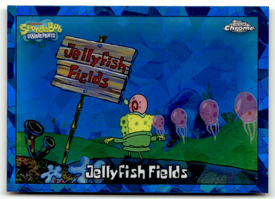 Topps SpongeBob Chrome 2025 No. 47 Jellyfish Fields Sapphire Refractor