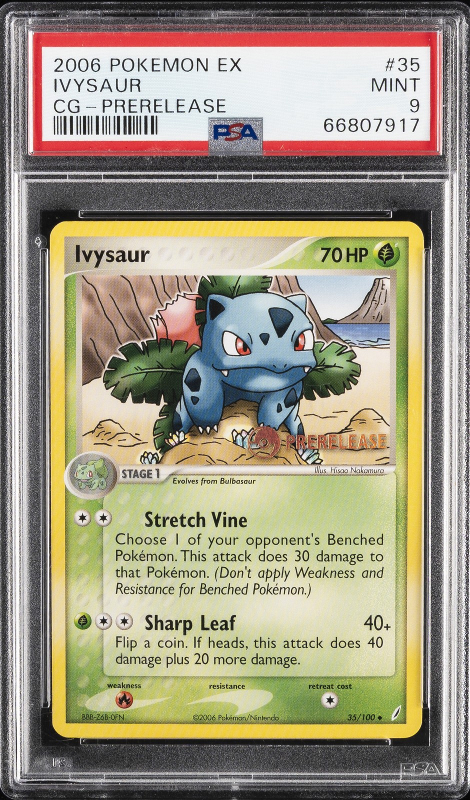 2006 POKEMON EX CRYSTAL GUARDIANS PRERELEASE #35 IVYSAUR PSA 9