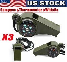 3X Very Loud Keychain Whistle With Compass for Outdoor Sports, Hiking, Camping