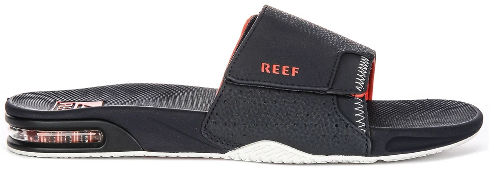 Reef Fanning Deslizar Correa Ajustable 3D Logo Hombres Sandalia En Navy GB 7-11 - Imagen 2 de 4