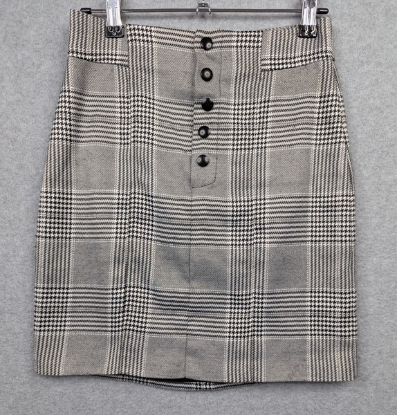 Bardot Skirt Womens 8 Black Grey Straight Pencil Houndstooth Event Career Work