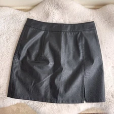 Lioness Black Faux Leather Side Slit Mini Skirt Womens Size S NEW