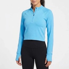 DSG Momentum Seamless 1/4 Zip Pullover Aqua Blue Womens XL