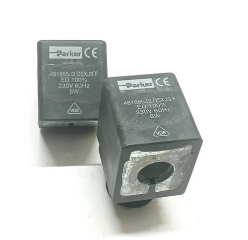 PARKER 481865J3 SOLENOID VALVE D5XJ3 F 230V 60HZ 8W ED 100% / LOT OF 2