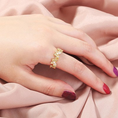 Adjustable Copper Butterfly Ring Gold Tone Trendy European American Style Band