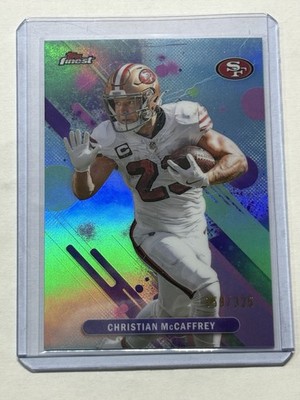 2025 Topps Finest - Common Christian McCaffrey #79 Sky Blue Refractor /325