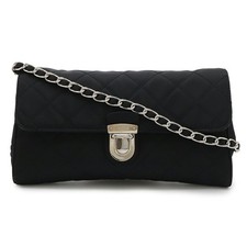Prada Nylon Leather Chain Bag Women Black One Size