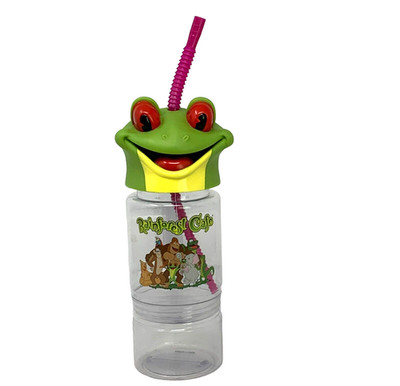 RAINFOREST CAFE Tree Frog 3D Plastic Tumbler Straw Souvenir Travel Snack Cup