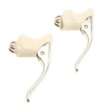 Modolo Non-Badged Non-Aero Brake Levers Spring Loaded PAIR Silver/White NEW NOS