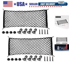 2 Packs Cargo Net Stretchable, Adjustable Elastic Trunk Storage Net with Hook...