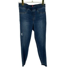SPANX Denim Stretch Jeans Medium Blue Distressed Skinny Leg pull on pants