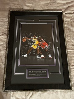 Kobe Bryant & Michael Jordan NBA Photograph Picture Framed 25.5”x18”x1”