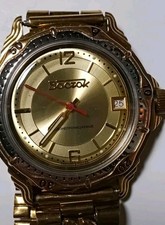 Boctok, russische Automatik Herren Armbanduhr, Analog, goldf. Metallarmband 