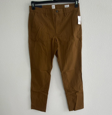 $59 Gap Men s Khaki Pants Brown Size 33/34 Straight GapFlex Comfort Mid Rise NEW