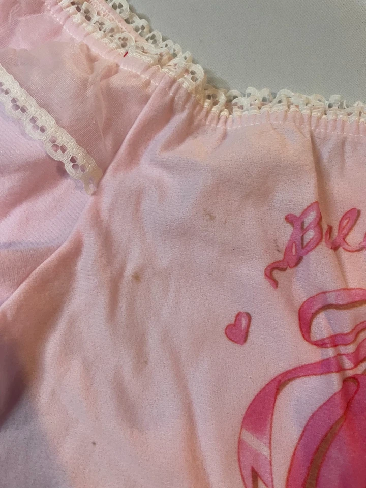 Vintage Candlestick Ballerina One Piece Pajama Girls Size 4T Pink Ruffle Trim - Image 4 of 4