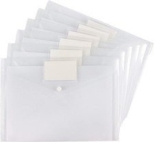 6 Pack Clear Document Folders Plastic 15.55 x 8.73 x 0.52 inches, White