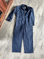 Walls Master Made Mechanic Coveralls large Short Canvas Navy Blue USA Zip Up