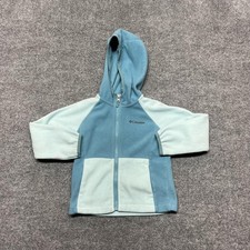 Columbia Fleece Jacket Kids 4T Blue Colorblock Hooded Full Zip Pockets Warm