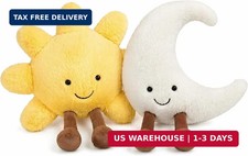 Sun and Moon Plush Toy 12'' Soft Smiling Stuffed Plushie Toys, Cute Decorative
