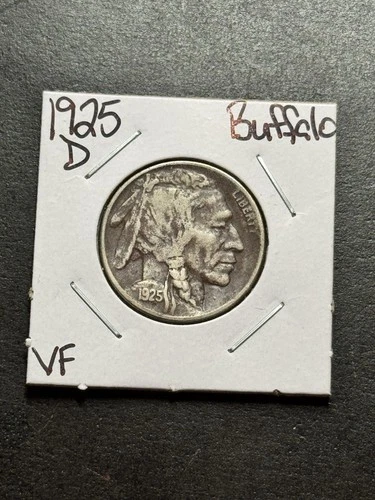 1925 D Buffalo Nickel VF Very Fine Better Date US 5c Type Coin (Raw19076)