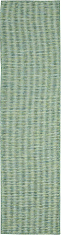 Alfombra Corredor Cocina Exterior Azul Verde Tejido Plano Estilo Informal 2X8 Fácil Limpieza Foto 3 de 4