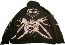 Disney Tim Burton's The Nightmare Before Christmas Black Full-Zip Hoodie XL NWT