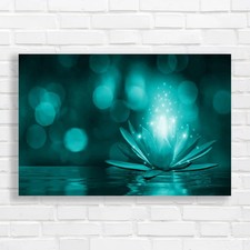 Lotus Floating Light Sparkle Your Zen Teal Canvas Print Large Picture Wall Art
